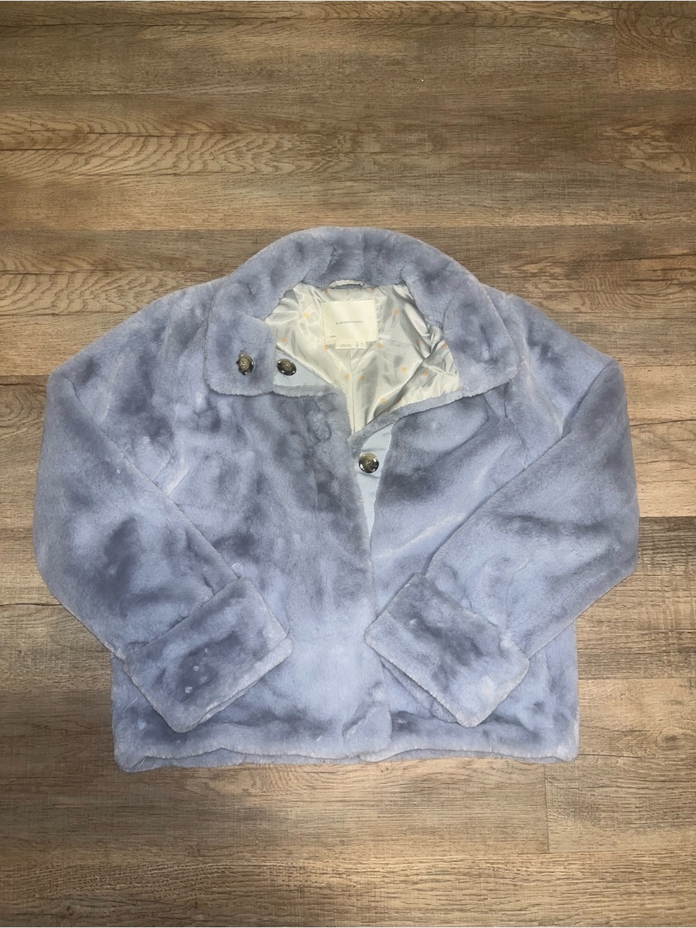 Anthropologie Plush Faux Fur Jacket - Light Blue